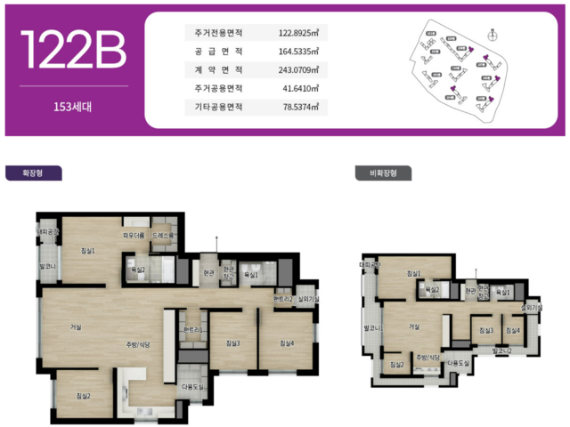 덕계 지웰 엘리움 122B㎡ 평면도